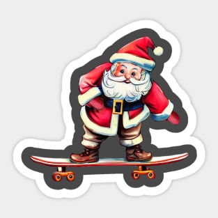 Skateboard Santa Sticker